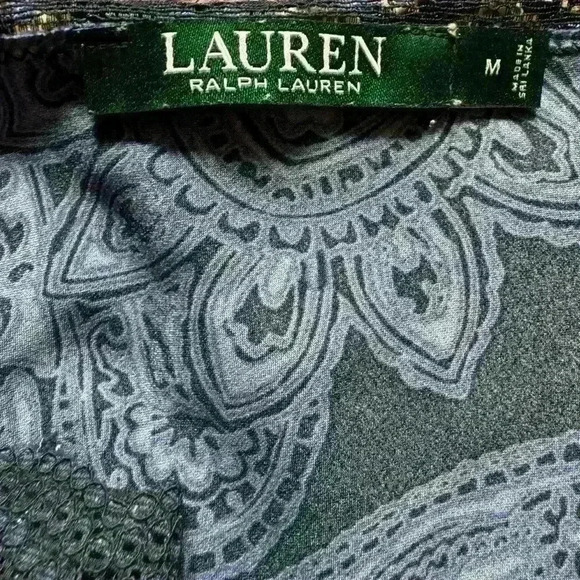 Ralph Lauren Paisley Slip Dress Adjustable Straps Blue Size Medium - Picture 2 of 4